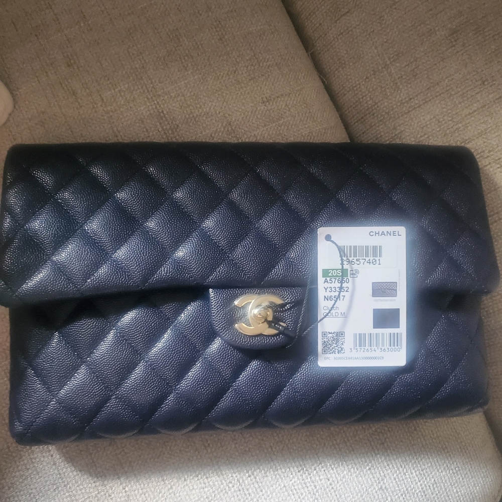 Chanel Classic Flap Clutch Navy